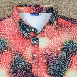 Hreski Polo Shirt Mens 3XL Abstract Circles Red & Black Trippy Hreski 134